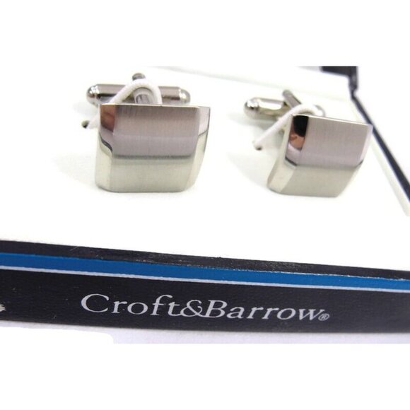 Croft & Barrow Cufflinks Silver Tone Wedding Tux Vintage IOB - Picture 2 of 16
